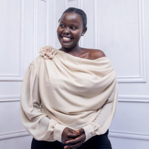 tops shoulder flower long sleeve