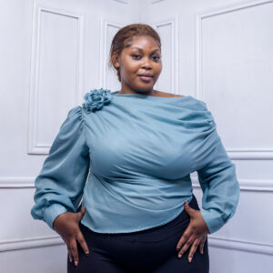 tops shoulder flower long sleeve