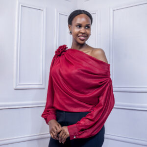 tops shoulder flower long sleeve