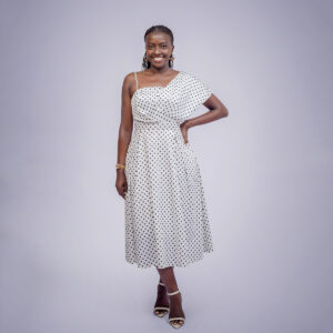 polka dot one arm dress