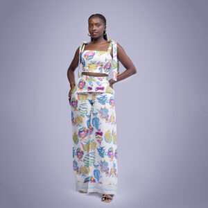 two piece trouser fish prints