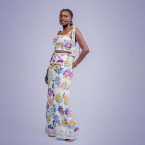 two piece trouser fish prints