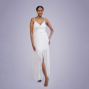 white open back maxi dress