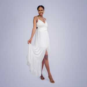 white open back maxi dress