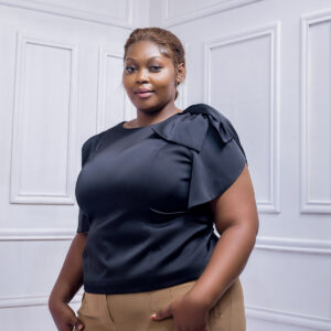 tops shoulder bow satin