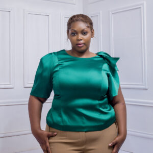 tops shoulder bow satin